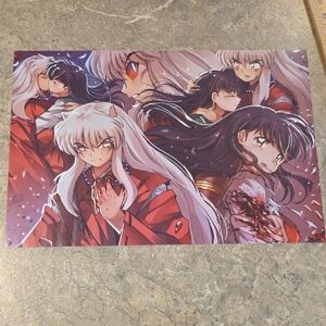 Anime Art Poster with Red and Black Accents
